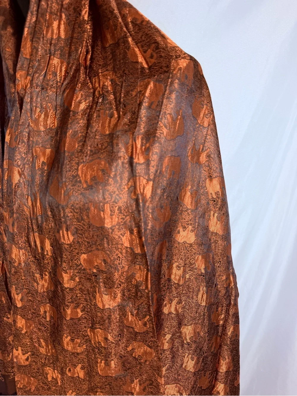Luxury Copper Elephant Jacquard Shawl Wrap Metallic Pashmina Scarf Boho